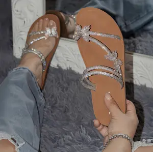 Sailor - Embellished Slip-On Sandals Rhinestone Butterfly Details Comfort Insole Stylish Summer Footwear
