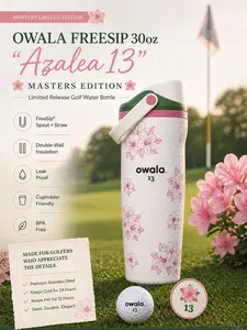 [NEW 2026] OWALA FreeSip 30oz “Azalea 13” Masters Limited Edition – Release Golf Water Bottle