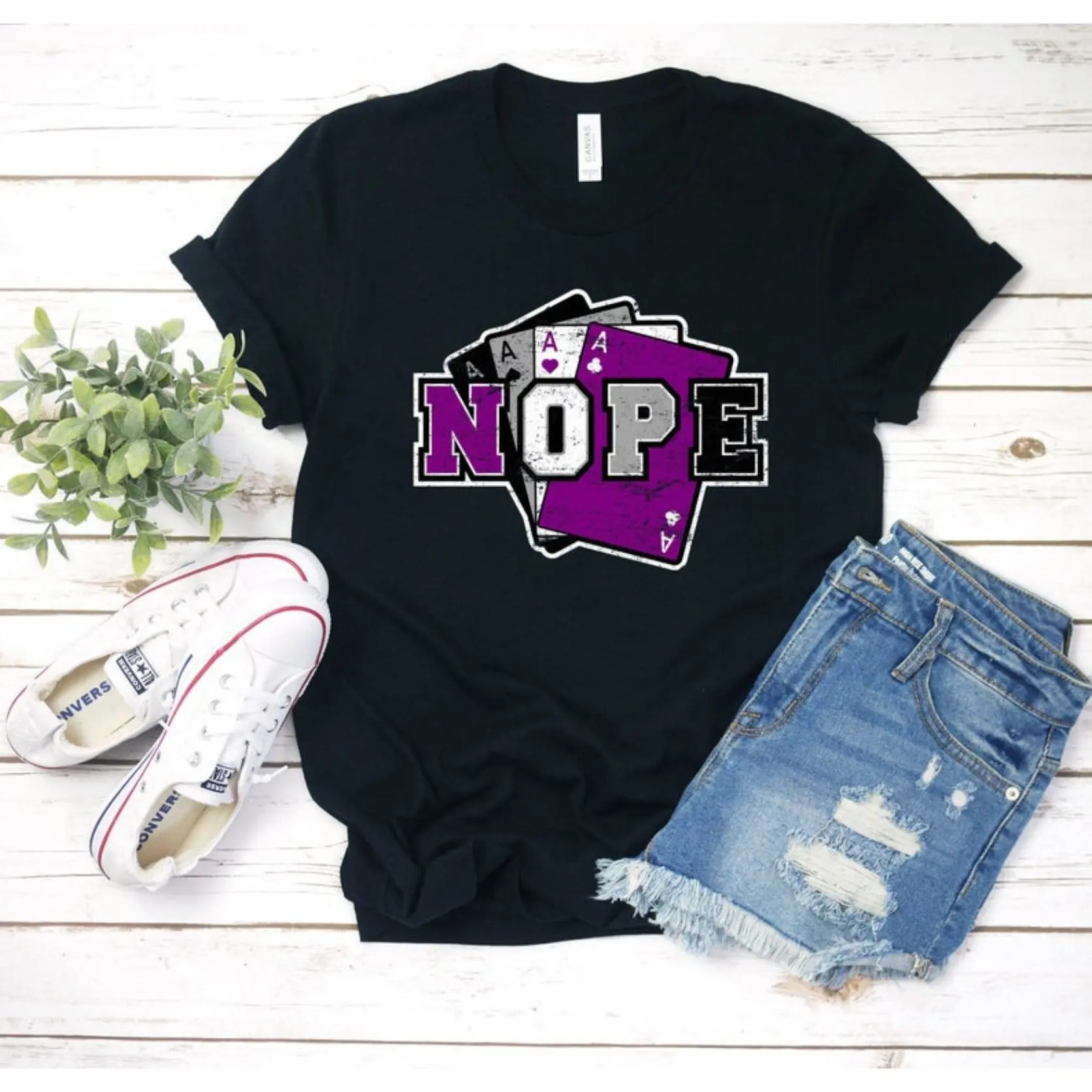 Unisex 100% Cotton Casual Crew Neck Short-Sleeve Graphic T-Shirt with Asexual Pride Positioned Print, Regular Fit, All Seasons Adult Top, Machine Washable, Do Not Dry Clean, Round Neck, Knit