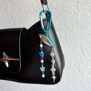 Blue & Silver with Stars & Pearls Mini Fishing Lure Keychain