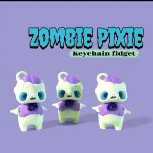 3D Printed Zombie Pixie Keychain Kawaii Creepy Figurine Fidget Toy for Collectors