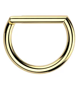 Gold PVD Titanium D-Shaped Hinged Segment Ring