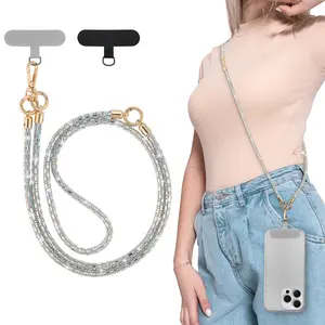 Luxury Sparkly Rhinestone Phone Lanyard, Long Crossbody Strap, Anti-Lost Bag Pendant, 3-in-1 Multi-Functional Strap for Women