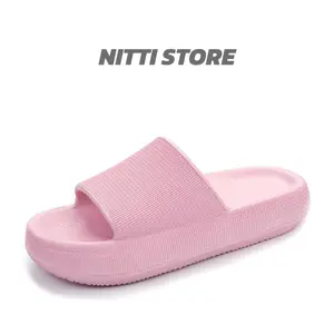 Pillow Slippers Non-Slip Quick Dryimg Shower Ultra Cushion Thick Sole for Women and Men, Lightweight Footwear Rubber Decor