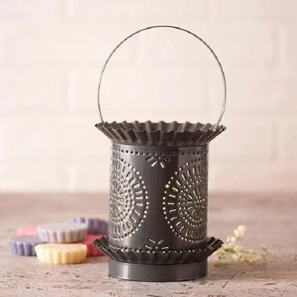 JUMBO PUNCHED TIN WAX TART WARMER Handmade COLONIAL CHISEL Accent Light