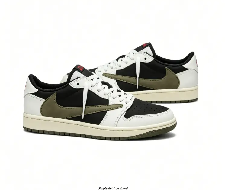Men's Retro Street Low-Top Casual Sneakers - Mixed Leather Upper, Olive Side Graphic, Perforated Toe Box, Vintage Cream Midsole, Black White Olive Green Colorway, Collectible Sports Footwear for Daily Wear