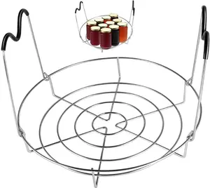 11.7inch Stainless Steel Canning Steamer Rack with Silicone Handle, Canner Rack Canning Supplies for Regular Wide Mouth Mason Jars Ball Jars, 1 Pack