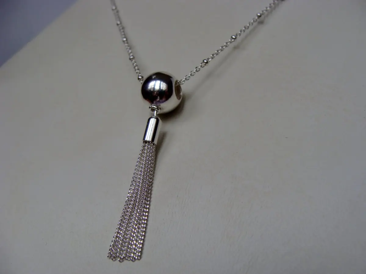 Sterling Silver Tassel Necklace · 925 Satellite Chain · Dainty Layering Necklace · Minimalist Jewelry