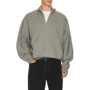 AGOLDE Idris Quarter Zip Sweater in Grey Heather
