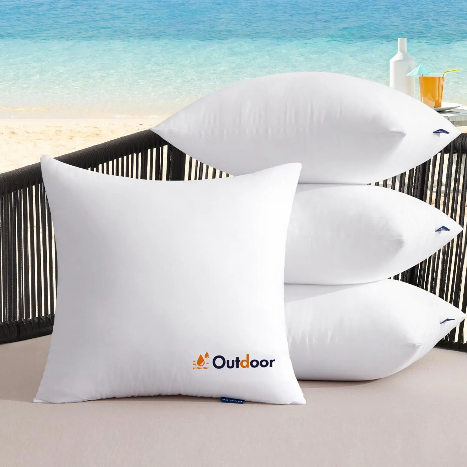 Outdoor Pillows Set of 4 20x20  Throw Pillow Inserts, Decorative Water Resistant  Pillow Cushion for Patio and Garden