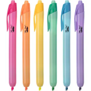 6-Pack Colorful Retractable Highlighters, Office Stationery for School, Home, Highlighting, Emphasizing and Note-Writing
