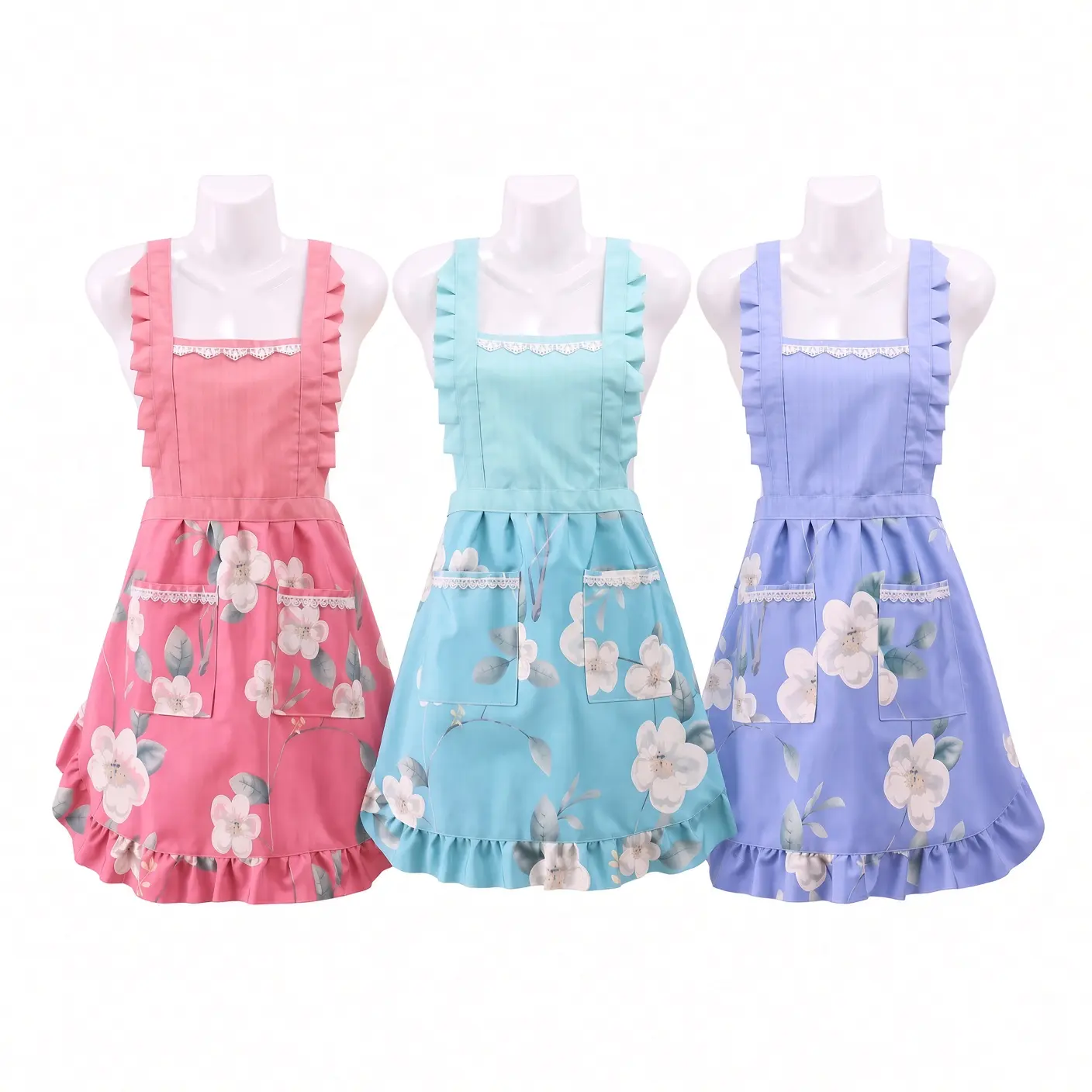3-Pack Floral Aprons with Pockets, Unisex Kitchen Apron Set for Women & Men – Cute Aesthetic Cooking & Baking Aprons, Adjustable Bib Aprons for Chef, Gift for Home Baker (Random Color Surprise) tiktokshopbacktoschool