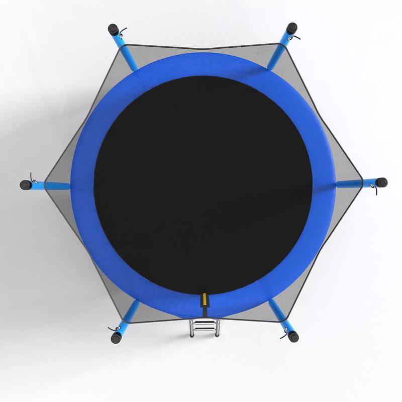 MERSCO 8FT Outdoor Trampoline with Enclosure Net and Ladder, Recreational Trampolines for Kids and Adults,Blue