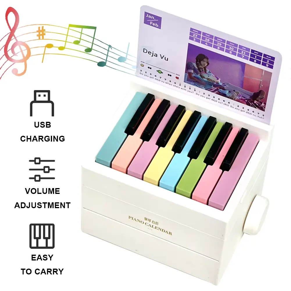 Singer Piano Calendar 2025 Piano Desk Calendar Desktop Peripheral Ornaments with 27 Music Calendar Cards 26 Songs Gift for Fans Shunmaii