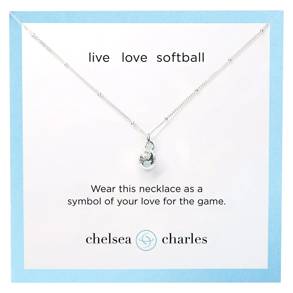CC Sport Silver Softball Charm Necklace
