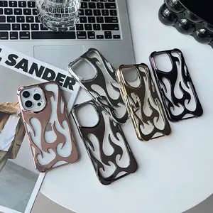 Luxe Flame-Pattern Electroplated Phone Case with Hollow Heat Dissipation