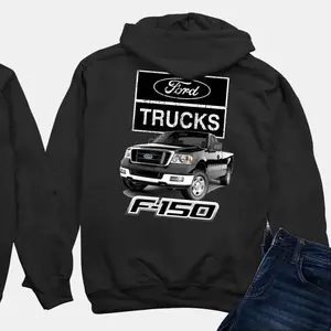 Ford F150 Truck Hoodie for Men, Women - Black Graphic Pullover Hoodie, Vintage Ford Motor Co F-150 Pickup Enthusiast Apparel, Comfortable Unisex Truck Fan Gift