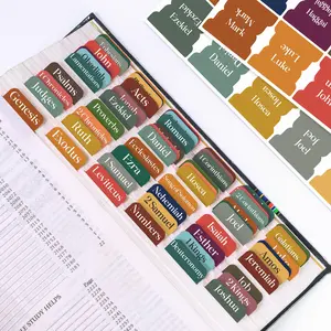 Bible Index Tabs, 90 Large Print Laminated Labels for 66 Books, 24 Customizable, Easy to Read Dividers, Scripture Navigation, Boho Theme