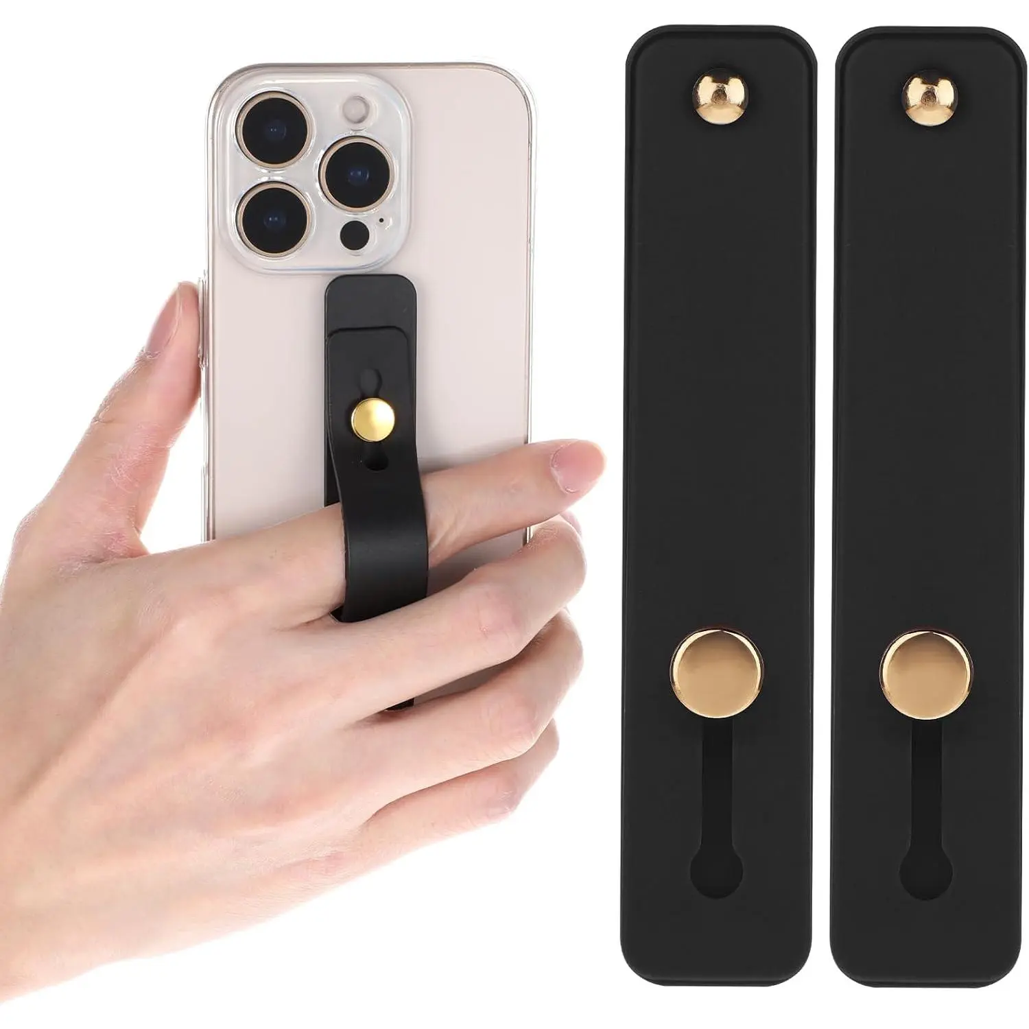 2 count Phone Case Holder Strap, Phone Loops for  of Phone Black  Kickstand Cell Phone Strap Grip Holder for  Mobile Phones and Cell Phone Case