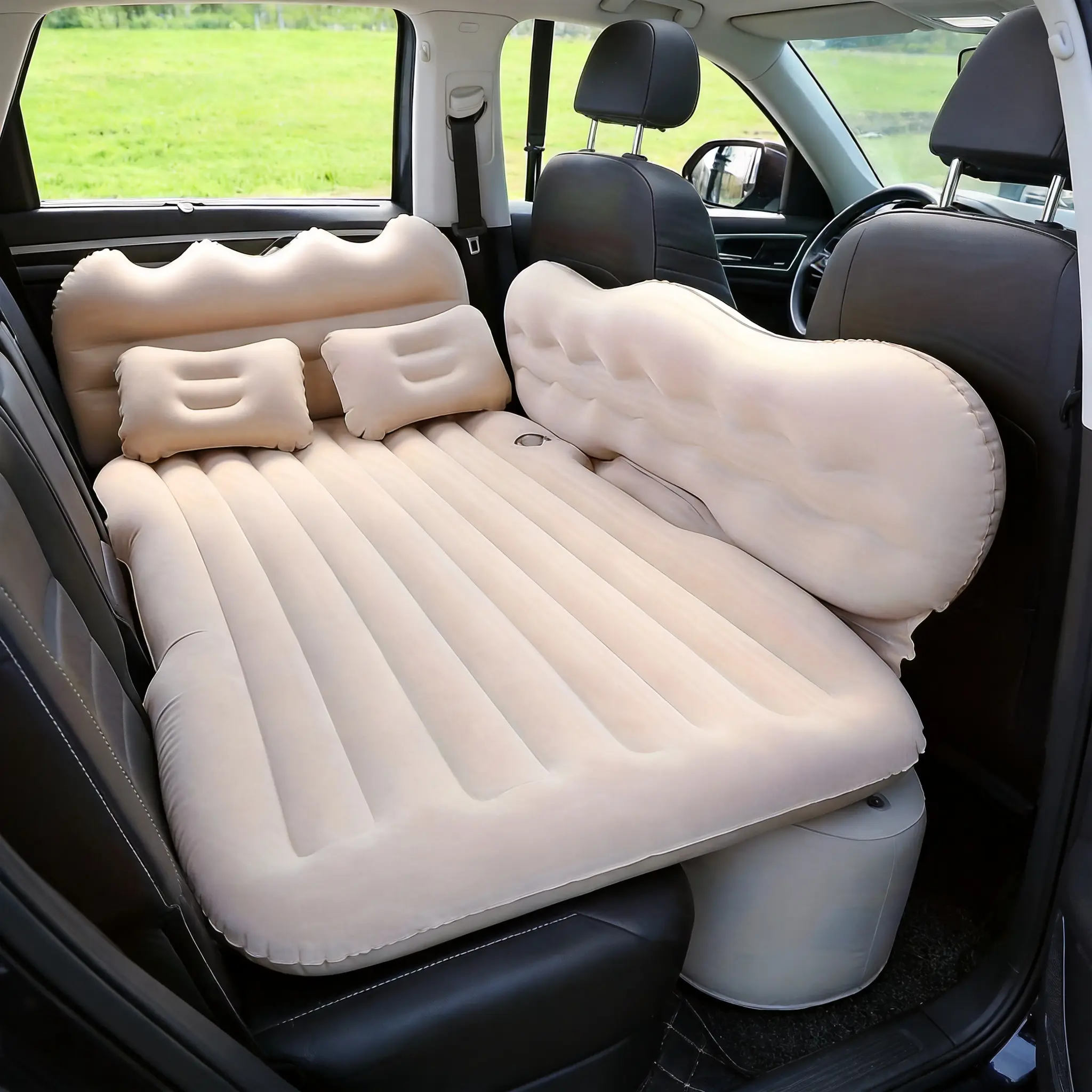 Multi Purpose Inflatable Car Sleeping Bed - Portable Airbed with Air Pump, Adjustable Backseat Mattress, Canopy & Star Light for Car Travel, Outdoor Camping, Kids’ Play, Birthday Holiday Gift