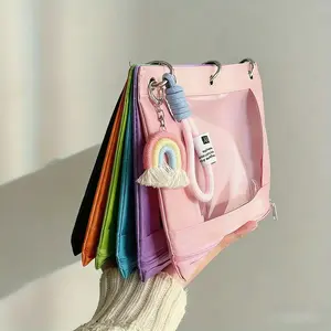 Rainbow 6-Color Oxford Cloth 3-Ring Binder Storage Bag, Multifunctional Document Organizer with Accessories and Strap, Perfect for Bills and Miscellaneous Items