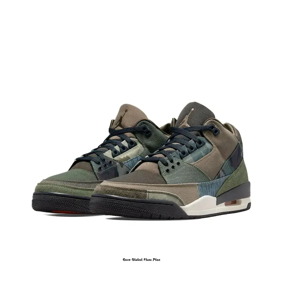 Multi-Material Patchwork Camo Mid-Top Sneakers with Suede and Ripstop Nylon