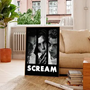 1pc Frameless Scream Horror Movie Poster Ghostface Art Print Thriller Film Decor Vintage Slasher Wall Art For Bedroom Dorm Living Room Halloween Party Decoration Best Gift Choice, Birthday Gift, Funkyposters