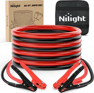 Nilight Heavy-Duty Automotive Vehicle Battery Jumper Cables, 16ft 6-Gauge Tangle-Free Booster Cables, 450A Peak High-Power CCA, Emergency Jump Start Kit with Carrying Bag for SUV, Sedan