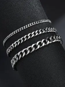 Men's Minimalist Twisted Chain Bracelet, Fashionable Stainless Steel Jewelry for Party, Daily Clothing Decor, Trendy All-match & Exquisite Jewelry for Birthday Gift