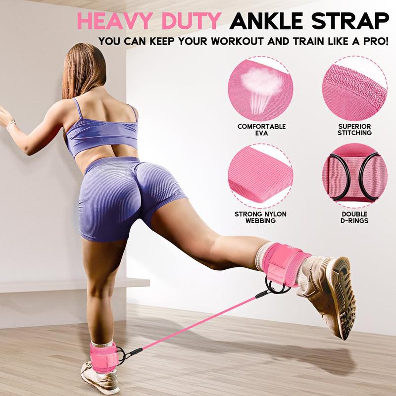 Ankle Resistance Bands, Ankle Bands for Working Out with Cuffs, Resistance Bands for Leg Butt Training Workout Equipment for Kickbacks Hip Gluteus Training Exercises, Ankle Strap with Exercise Bands resistant cable machine attachment Pad Stretching Gear