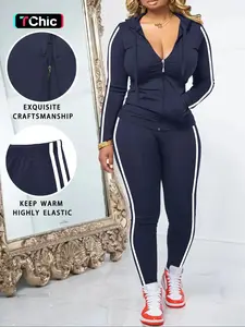 Women's Fall Zipper Hoodie and Skinny Pants Outfit Set, Casual Long Sleeve Pullover with Pocket Design, Two-Piece for Daily Wear