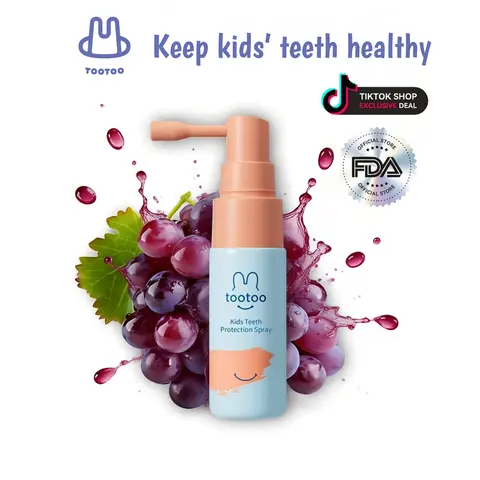 Tootoo Children's Probiotic Breath Oral Spray - FDA Registered, 20ml, Non-Toxic, Portable, Fresh Breath, Anti-Cavity, Natural Defense, Grape Flavor with Xylitol, Fluoride-Free, Alcohol-Free Toothpaste Helper, Single Item