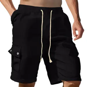 Men's Ami Kaji 2025 Summer Multi-Bag Men's Bamboo Cotton Beach Casual Straight Basketball Shorts