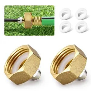 HOMENOTE US Standard Faucet Adapter, 3/4'' to 1/4'' Hose Adapter, Convert 3/4" Female Hose Thread Bib to 1/4" Tubing, 2 Brass Adapters with 4 Washers