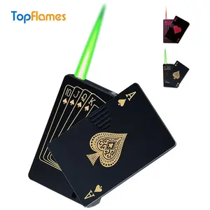 Novelty Playing Card Ace Lighter | Stylish Green/Red Flame | Windproof Metal Butane Lighter (Butane Gas Free) for Indoor & Outdoor