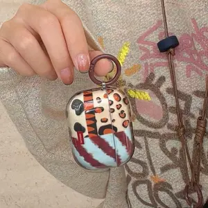 Vintage Leopard Pattern Earphone Case with Keychain, Decorative Earphone Protector Cover, Earphone Accessories Compatible with AirPods, Headset, Audio