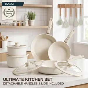 20pcs Kitchen Cookware Sets, Kitchenware Non-Stick Pots and Pans Set, kitchen supplies, Pans & Woks, Cookware, KitchenHacks, MealPrep, Detachable Handle, Oven Safe, CookingEssentials, Versatile cookware
