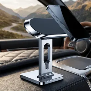 Magnetic Car Phone Mount with Strong Adsorption, Silicone Anti-Slip Base & Dashboard Sticker, Gravity Sensor Navigation Holder, Hands-Free Music Control for Safe Driving, Multi-Vehicle Fit, Wireless Charging & Vent Clip Magnetic Phone Stand