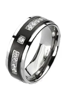Men Women Couples Black Titanium Cz Wedding Ring Band ring tour