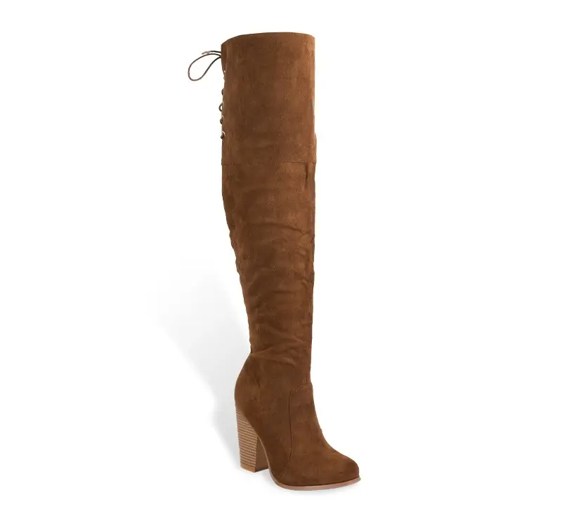 Women's Maxine Thigh High Boot - Cognac Suede, Wide Calf Friendly, Adjustable, Dressy & Casual Footwear with Suede Elegance
