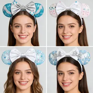 Women's Headband Hair Accessories, Cross-Border Dress Up for Parties & Holidays, Bow Tie Design, Diamond Sequins, Mouse Ears, Party Supplies