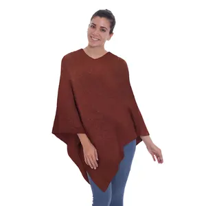 NOVICA Artisan handmade 100% alpaca poncho women's wool clothing brown solid peru ' autumn splendor'