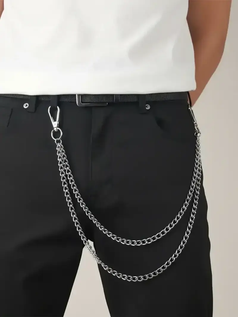 Punk Style Chain Design Pants Belt, Fashionable Double Layered Waist Chain for Jeans Trousers, Trendy All-match & Exquisite Belt for Birthday Gift, Chain Belts