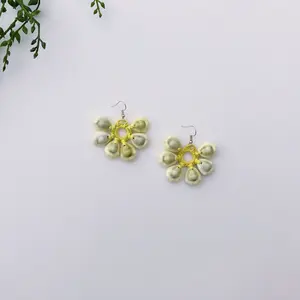 Micronesian Earrings - Pop of Yellow Light Money Cowrie Shells