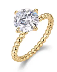 Celestial Beaded Band Solitaire Moissanite Ring