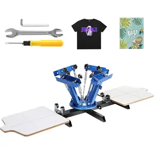 VEVOR Screen Printer 4 Color 2 Station Silk Screen Printing Kit 55x45cm T-Shirt Screen Printing Machine Screenprint Press (4 Color 2 Station)