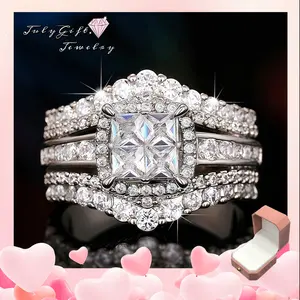 Ring for Women, S925 Sterling Silver Micro Pave CZ Stones Halo Design - Perfect Gift for Girlfriend or Wife Jewelry Elegant Daily Wear Stunning Luxurious