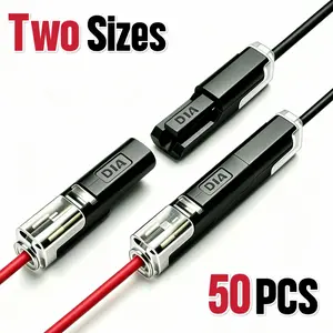 D1 & D1A Dual-Size Single-Hole Quick Wire Splice Connectors, No-Strip Solderless Pure Copper Terminals for 22-18 AWG Small & 16-18AWG 0.78-1.32mm² Large Flexible Wires, Locking Buckle Connectors for LED Strip Lights, Automotive Wiring