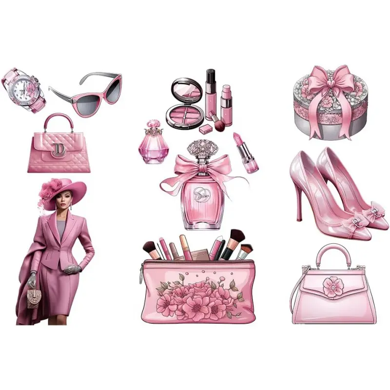 Rub on Transfer Decals,Fashion Women Perfume High-Heels UV DTF Stickers for Furniture Crafts,Wood, Glass, Porcelain Paper & Home Decor, 3PCS 6"x11.8"