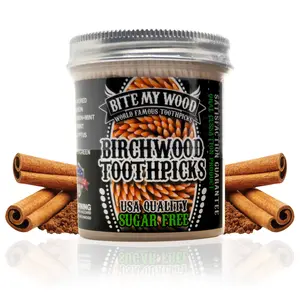High Quality Cocktail Sticks made in USA, Birchwood Toothpicks in Plastic Jars - Several Essential Oils like Spearamint, Wintergreen, Mint, Cinnamon and Infusions Available